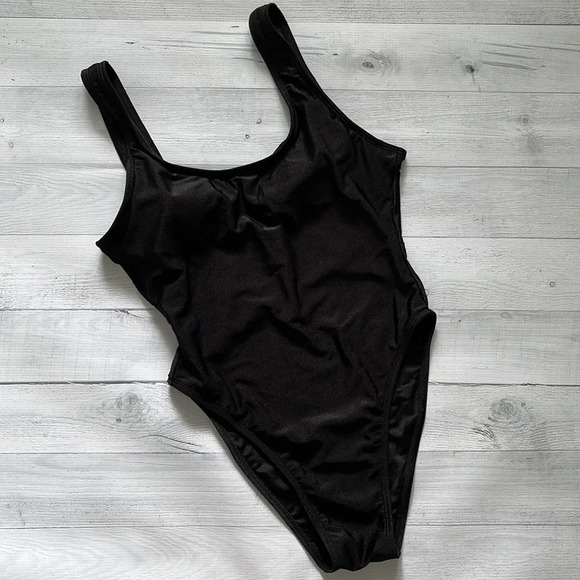 Other - Black High Cut One Piece Swimsuit XS